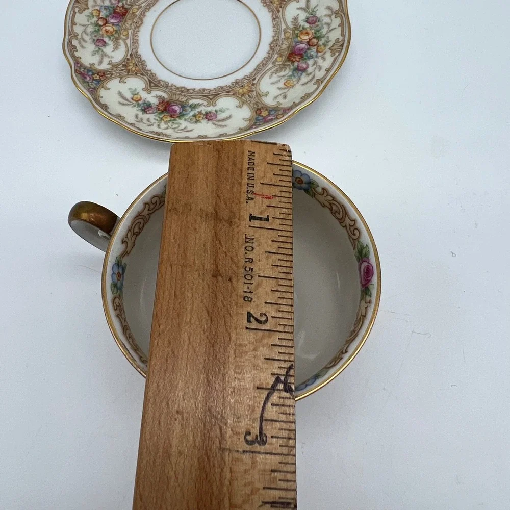 Paul Muller Selb‎ Bavaria Meadowbrook Two Tea Cup Saucer Sets Floral Gold Trim